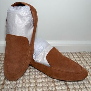 Brown Faux Suede Loafers Women’s Boho Slides Faux Leather Earthy Shoe Size 8